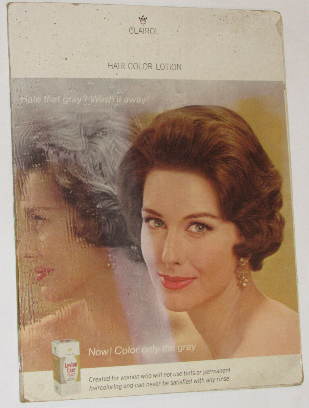 VINTAGE 1964 CLAIROL HAIR COLOR LOTION ADVERTING BEAUTY SHOP DISPLAY COLOR PICS