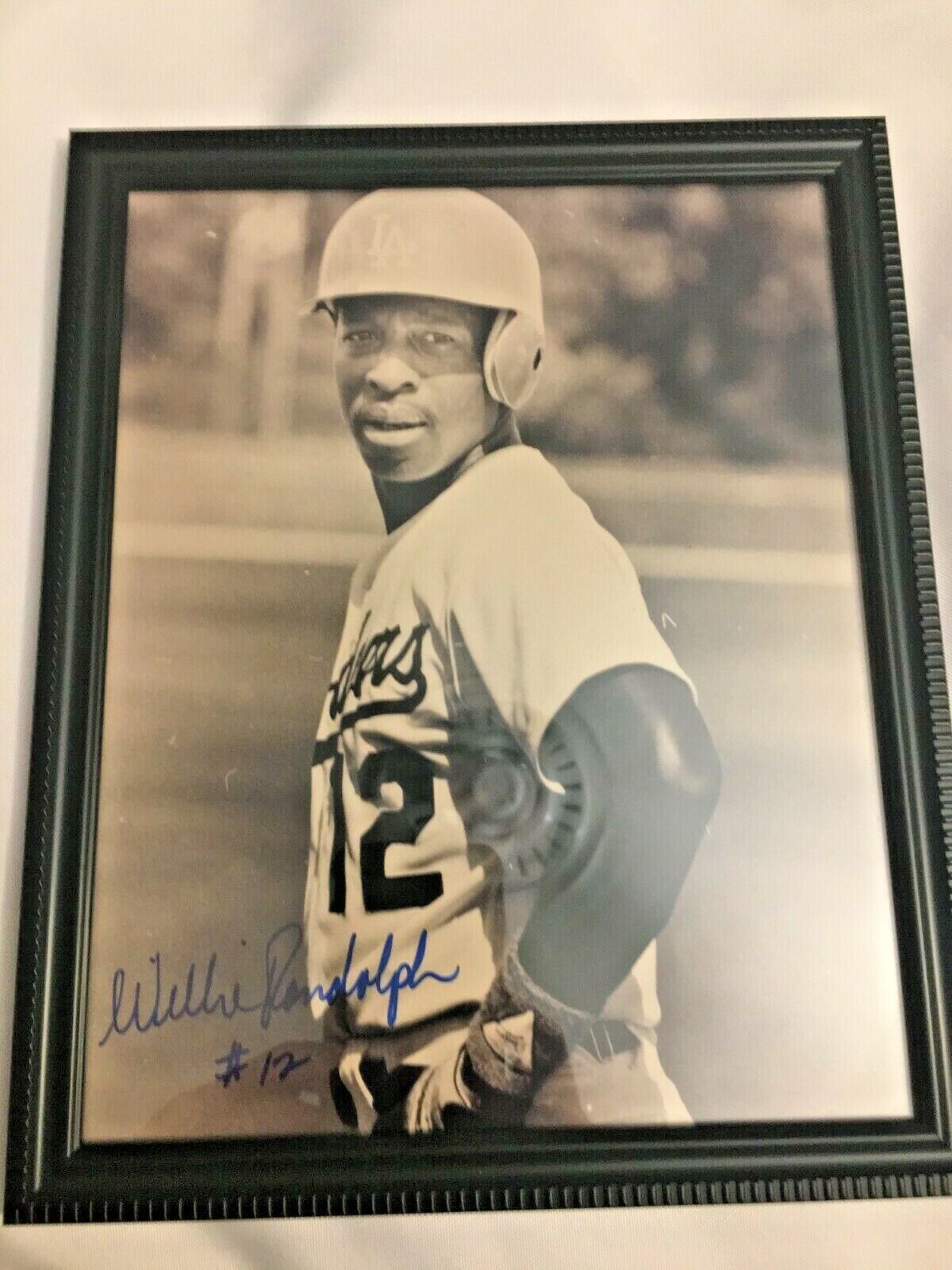 LA Dodgers Willie Randolph b/w signed framed 8x10 b/w photo***MAKE OFFERS*******