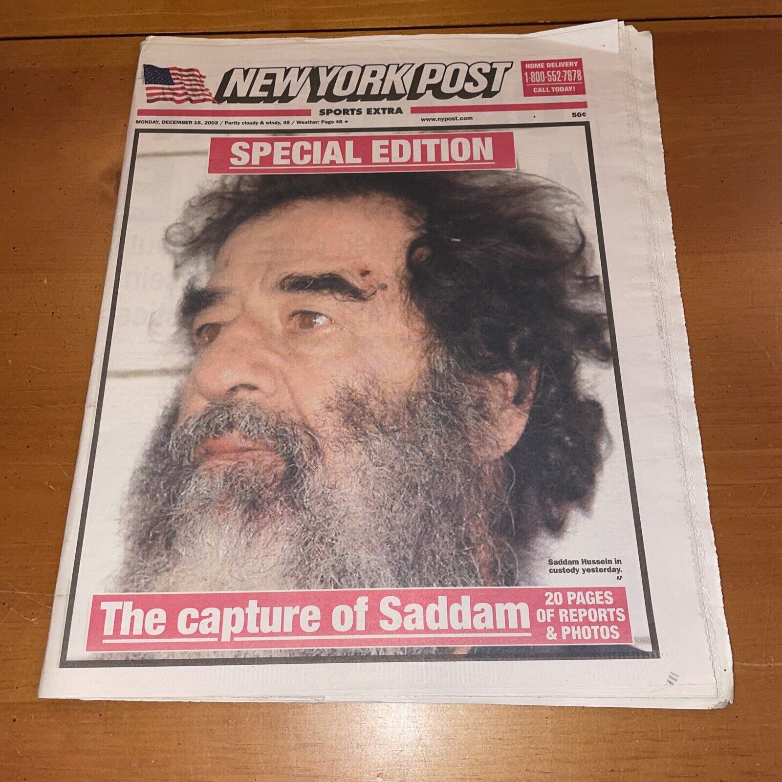 The New York Post, Saddam Hussein, December 15, 2003