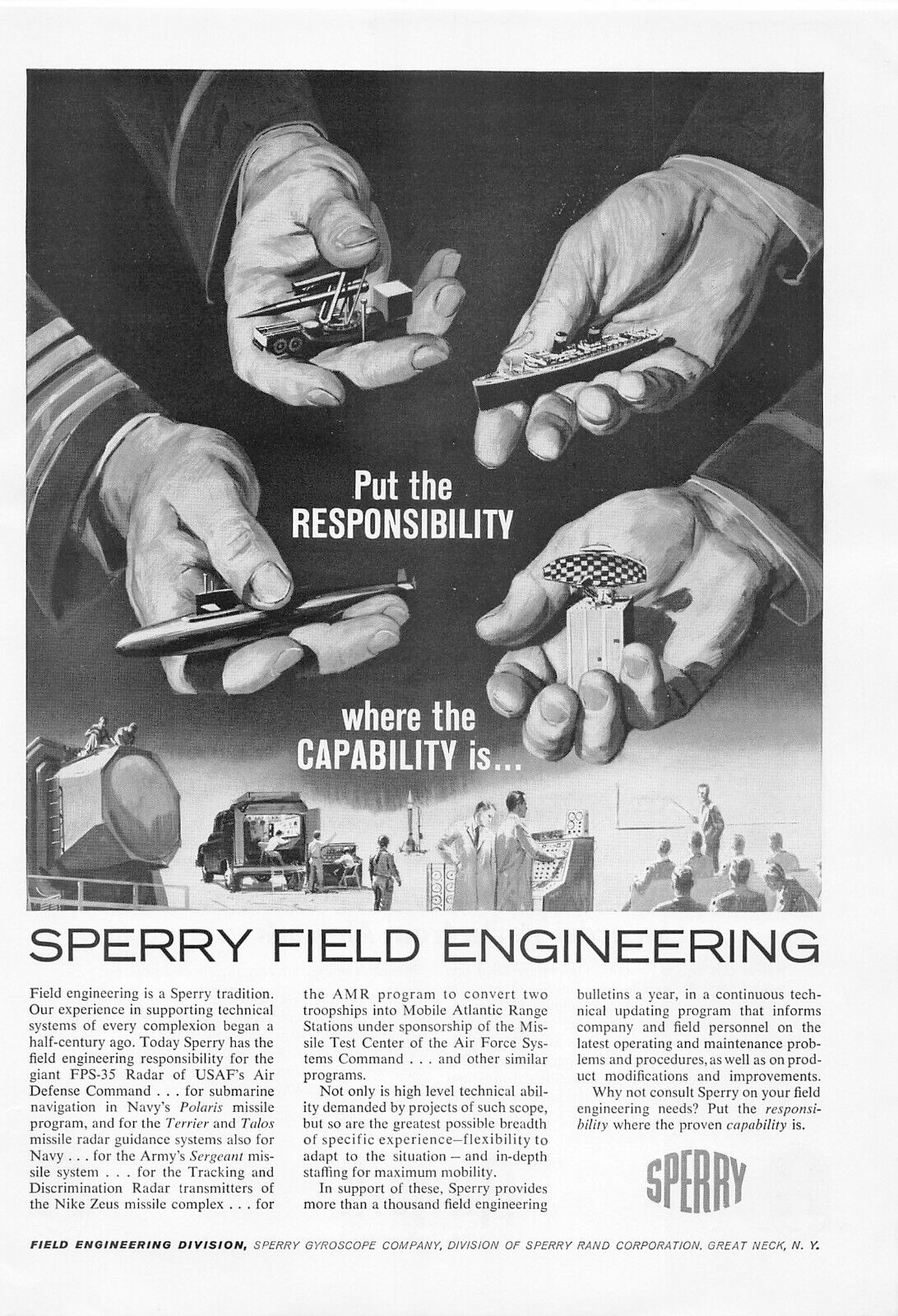 Polaris Missile Sperry Gyroscope Co Submarines Ships Aircraft Vintage Print Ad