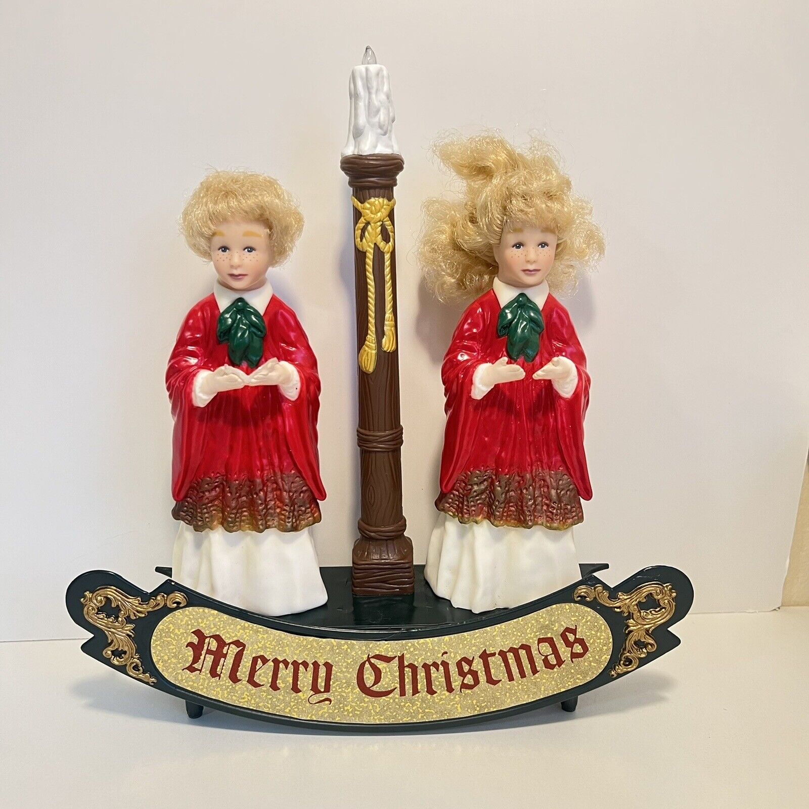 Vintage Holiday Creations Twin Carolers w Candle MISSING A CAROLING BOOK