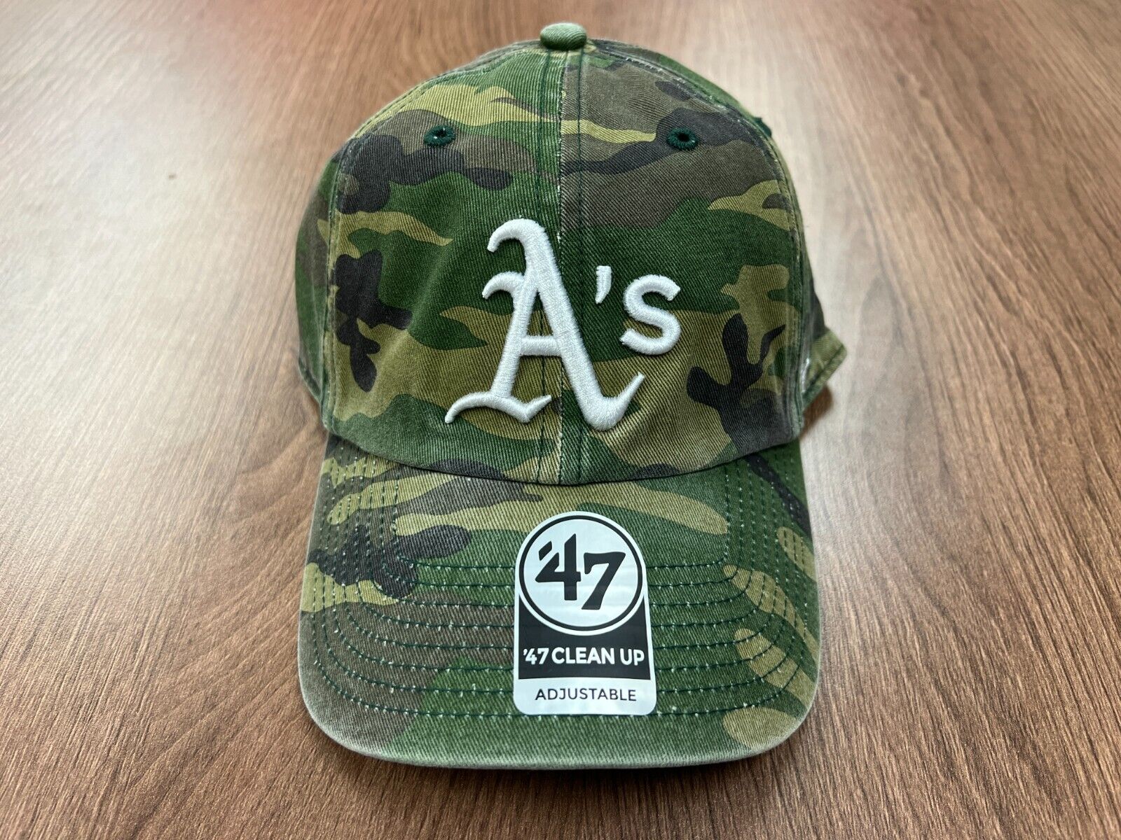 OAKLAND ATHLETICS 47 CLEAN UP HAT CAMO STRAPBACK CAP DAD NEW MLB NWT