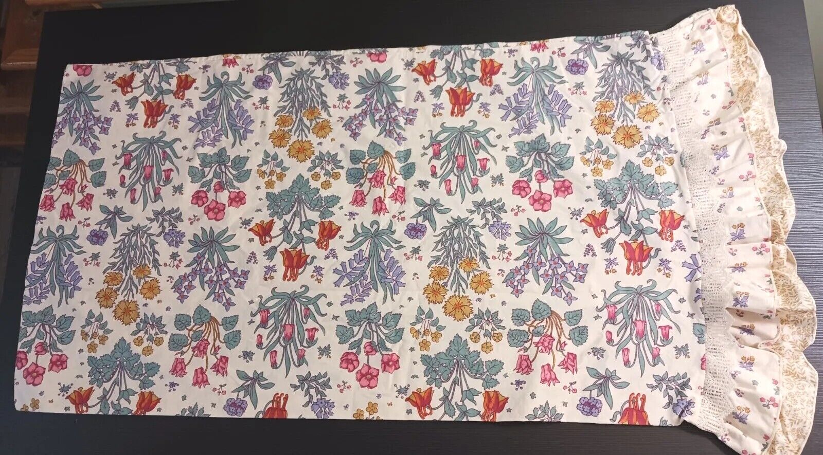 Vtg Liberty of London King Pillowcases Collin Floral Cottage Core Ruffle 2 Pc