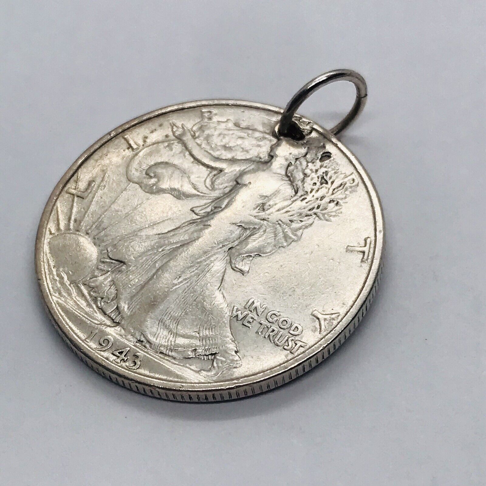 1943 Walking Liberty Silver Half Dollar 12.5g Pendant Great Condition 90%