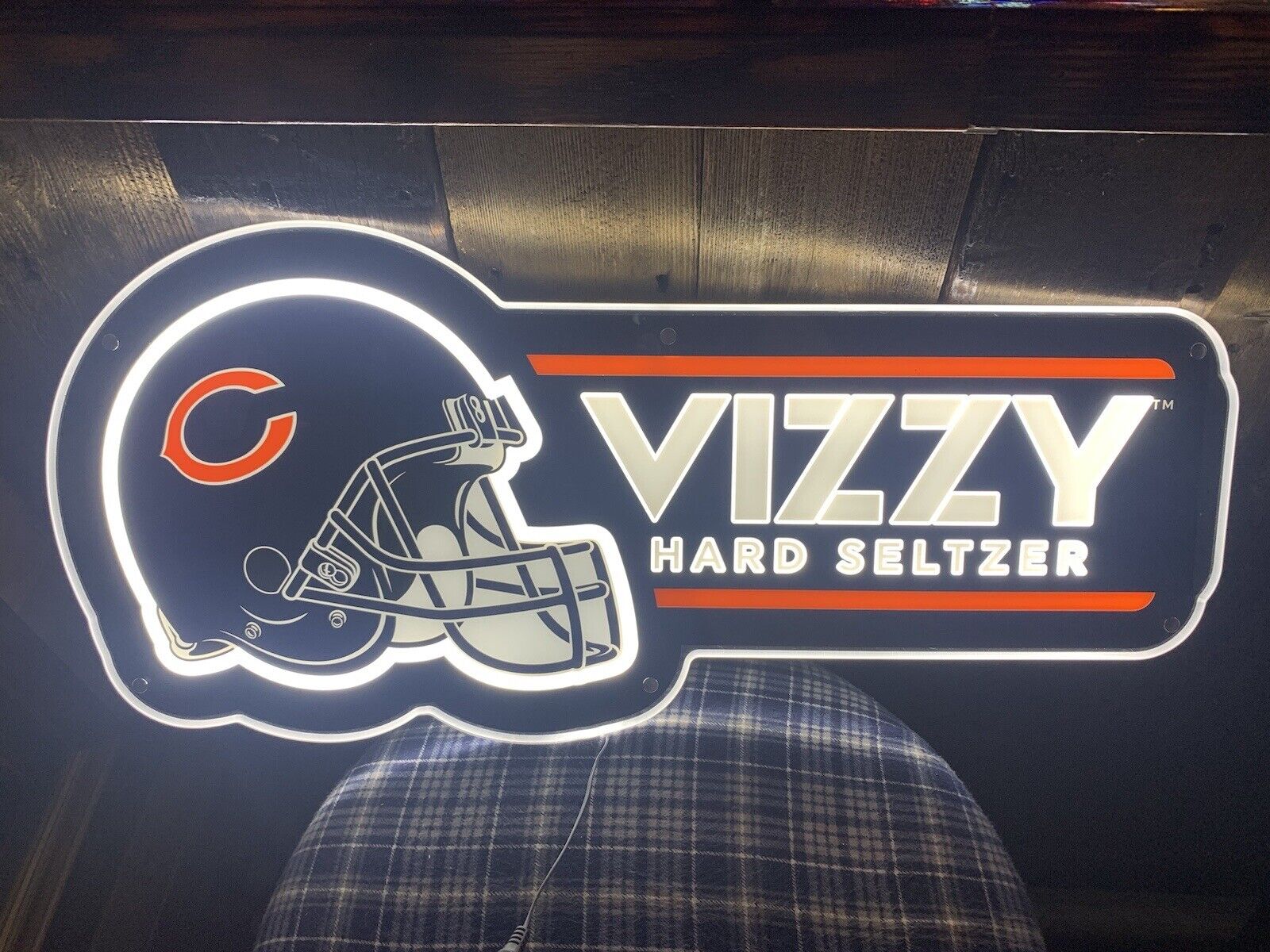 BRAND NEW IN THE BOX Rare Vizzy NFL Chicago Bears Football LED Lighted Sign