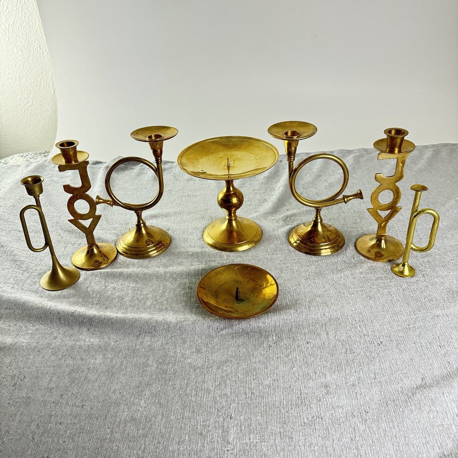Lot Of   8  Vtg Brass Candlestick Candle Holders  Holiday Party Decor Home Mixed