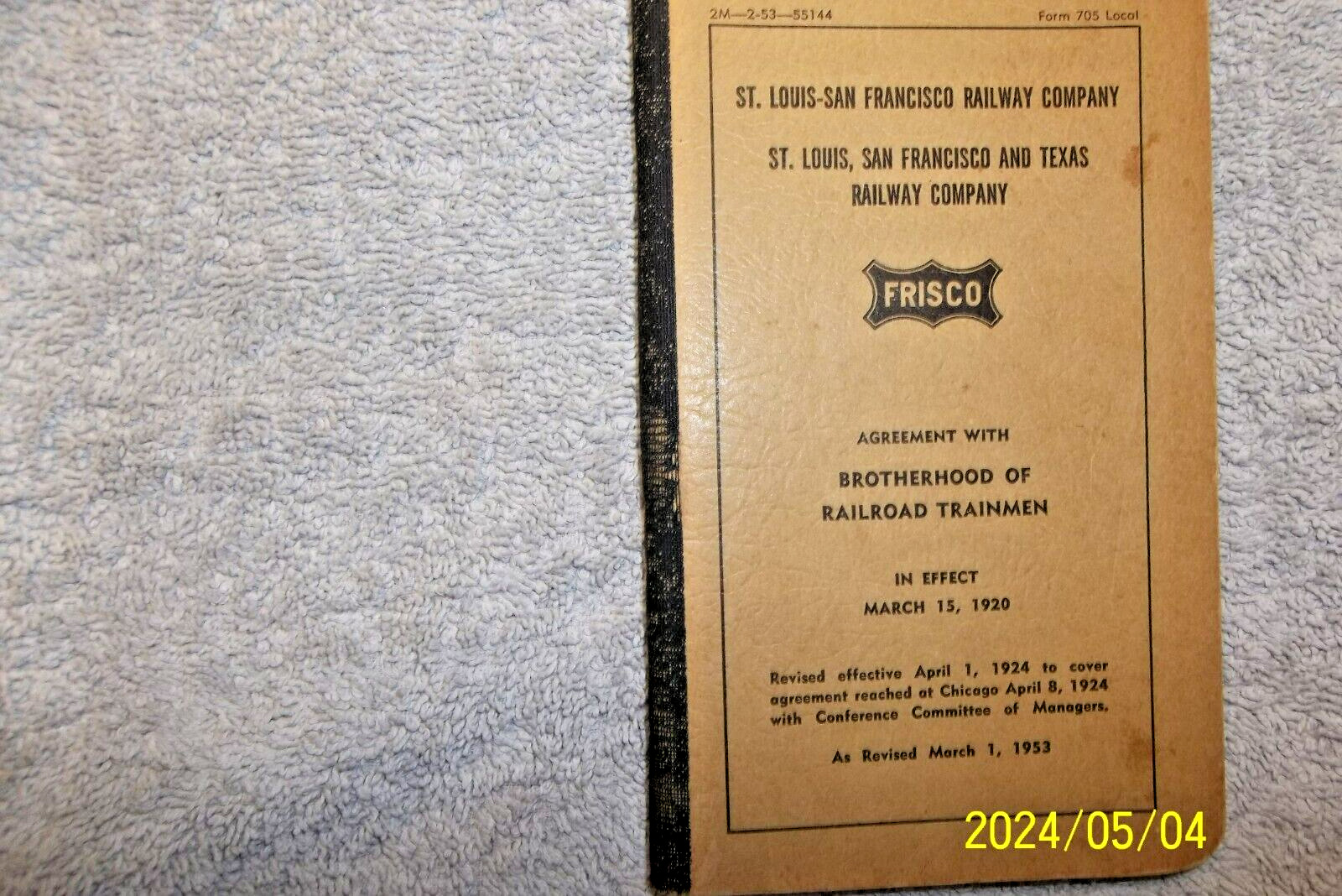 FRISCO RAILROAD TRAINMAN EMPLOYEES RULE BOOK 1920 AND THEN REVISED IN 1953