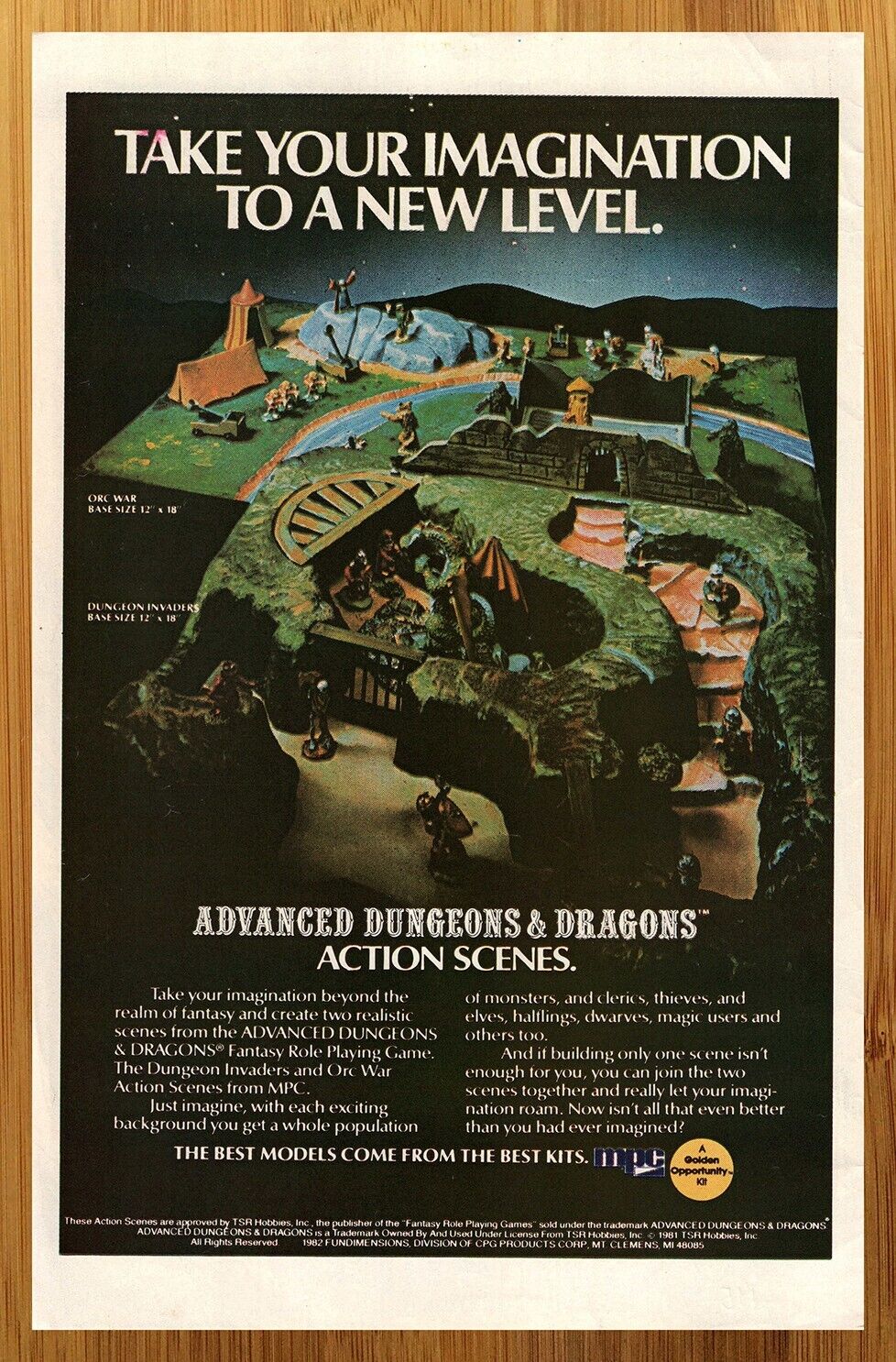 1982 MPC Advanced Dungeons & Dragons Model Kits Print Ad/Poster AD&D RPG Art 80s