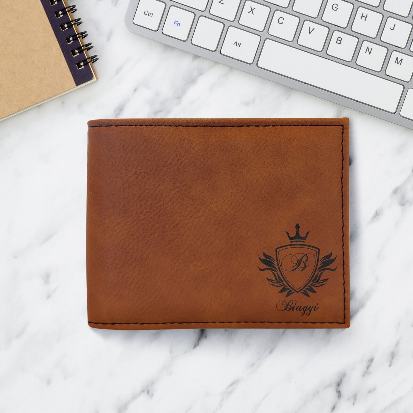 Men's Personalized Leatherette Wallet, Best Custom Bi-Fold Wallet For Men, RFID 