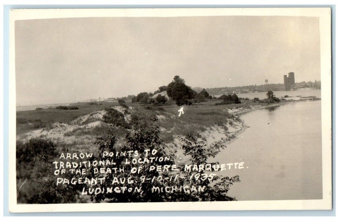1935 Death Location Pere Marquette View Ludington MI RPPC Photo Postcard