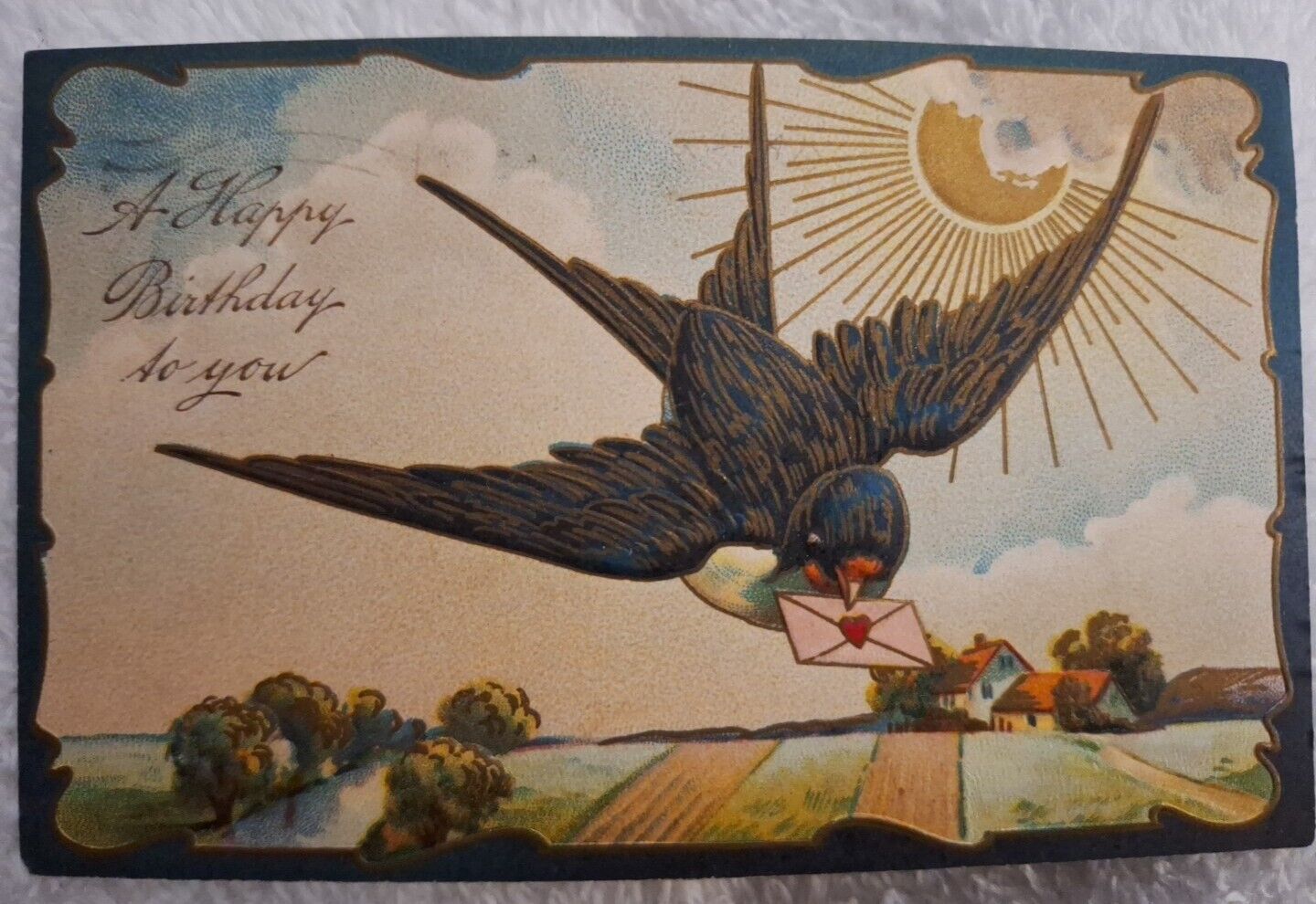 MESSAGE OF LOVE BIRTHDAY POST CARD 1910 GERMANY THIS CARD IS BEAUTIFUL 