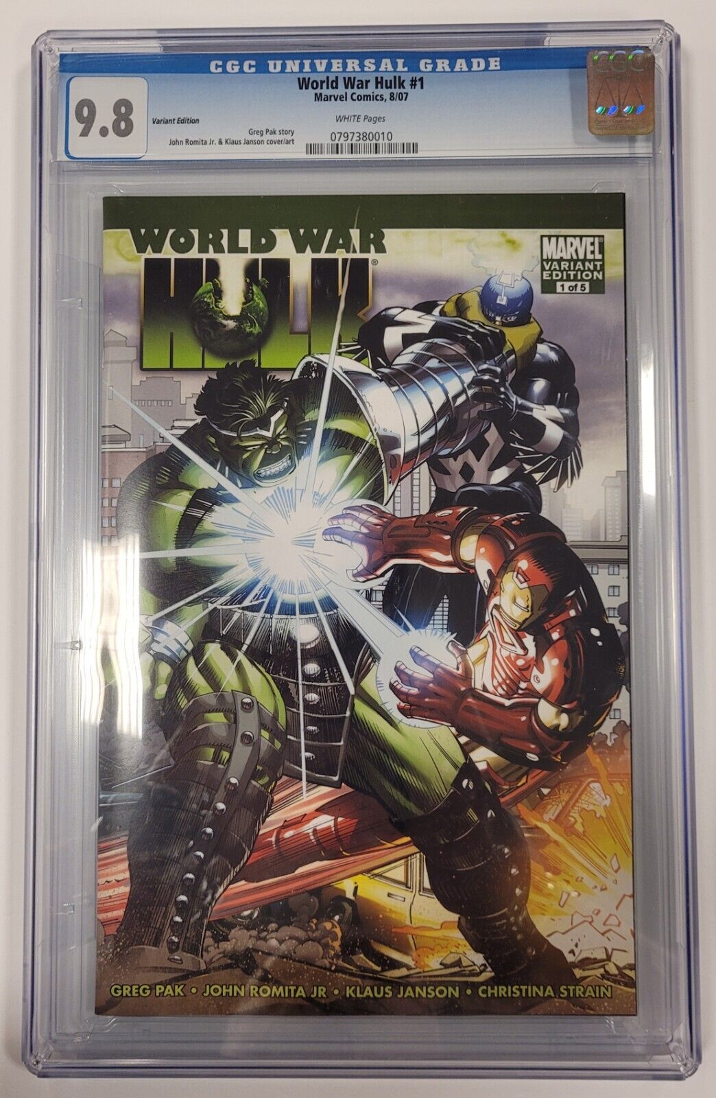 World War Hulk #1 CGC9.8 (2007, Marvel) John Romita JR ratio 1:25 variant LOOK