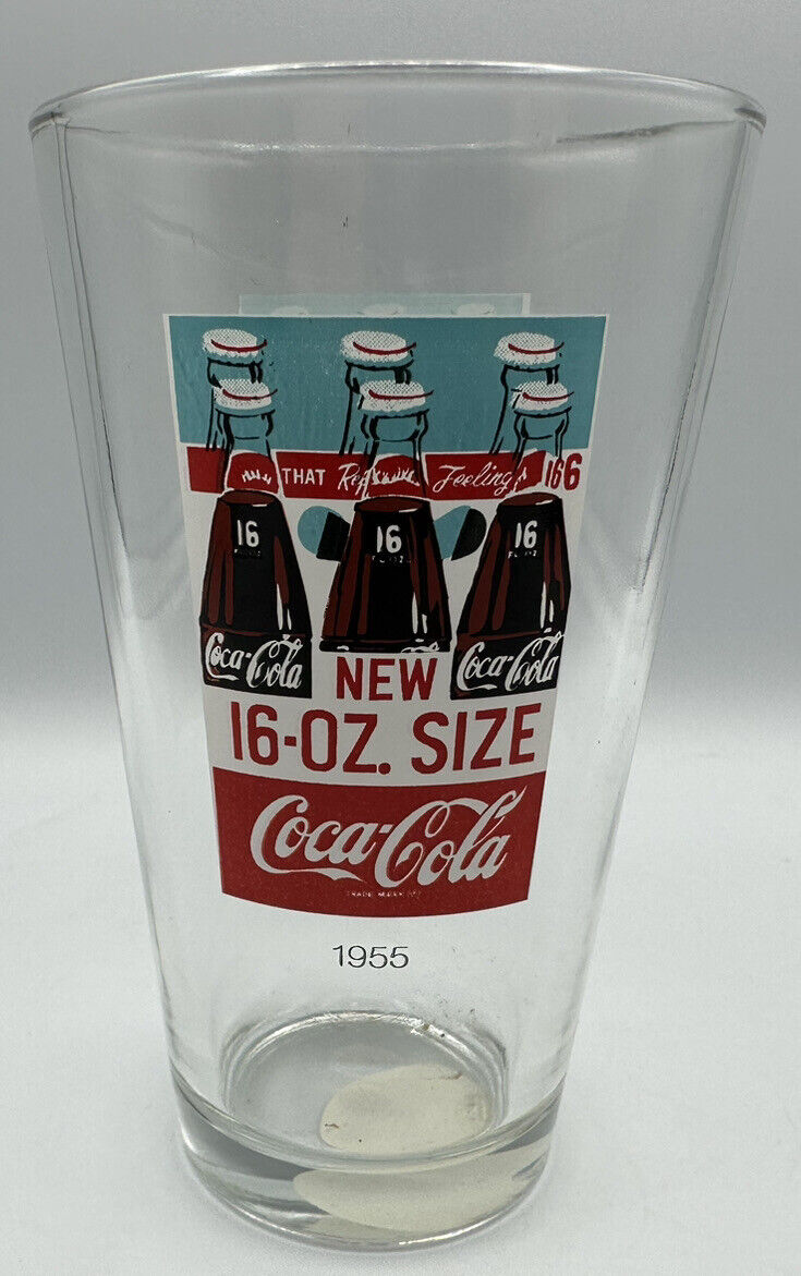 Coca-Cola 16 Oz. Collectible Glass 1955 Made In U.S.A. Never Used