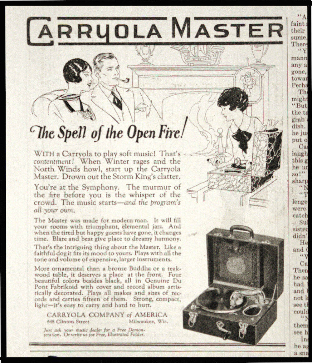 1927 CARRYOLA MASTER Portable Turntable Wind-Up Record Player Orig Vtg PRINT AD
