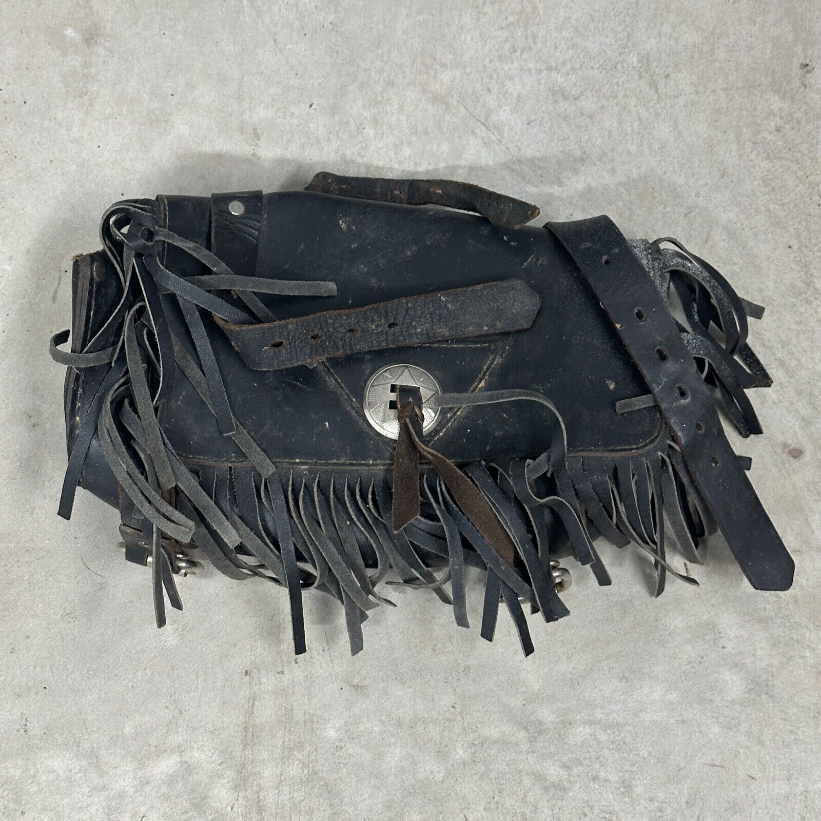 Vintage Leather Tassels Harley Davidson Pouch Storage Bag Accessory Genuine USA