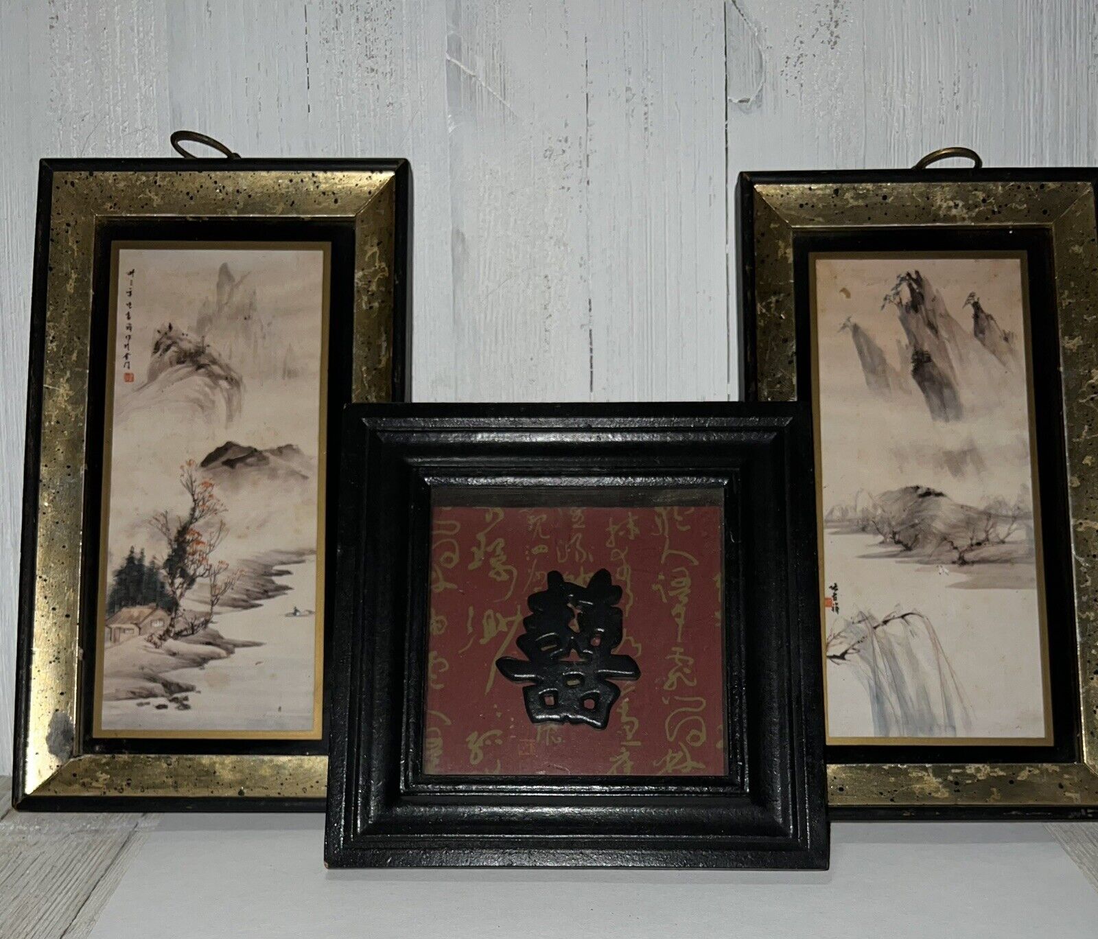 Vintage 1950's Watercolor, Japanese Scene, Excellent, Framed - Lot Of 2 &picture