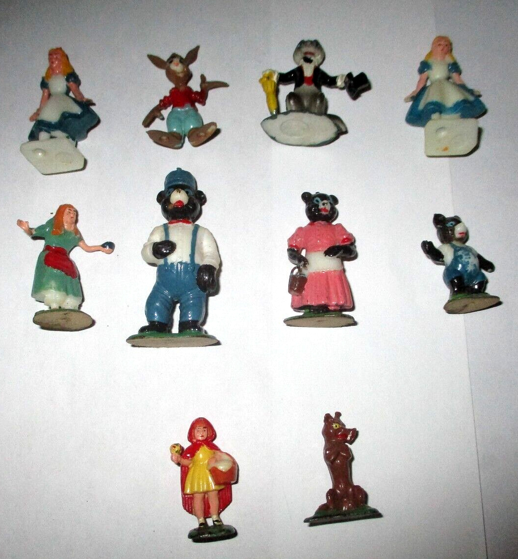 1960 Marx Disneykins Fairy Tale 10 Characters Goldilocks, Alice, Red Riding Hood