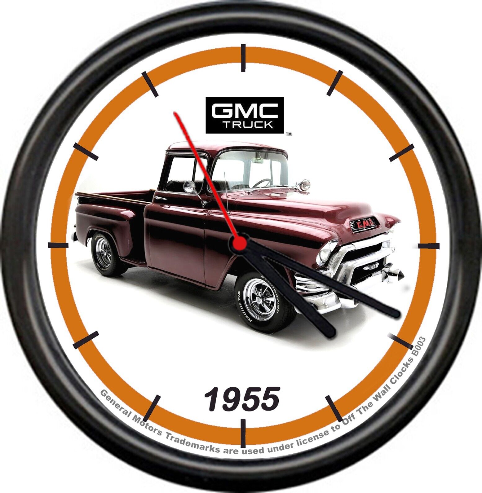 Licensed 1955 GMC Dark Red Stepside Pickup Truck General Motors Wall Clock