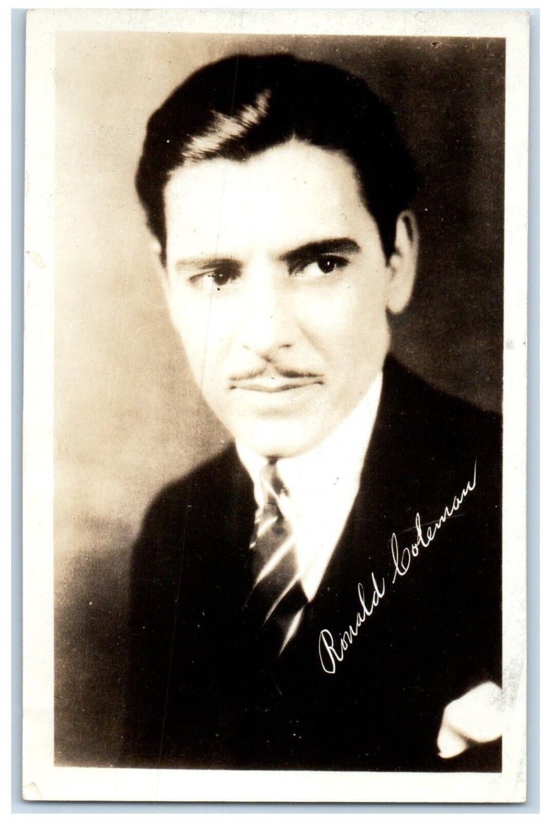 c1930's Ronald Coleman Actor Studio Portrait RPPC Photo Vintage Postcard
