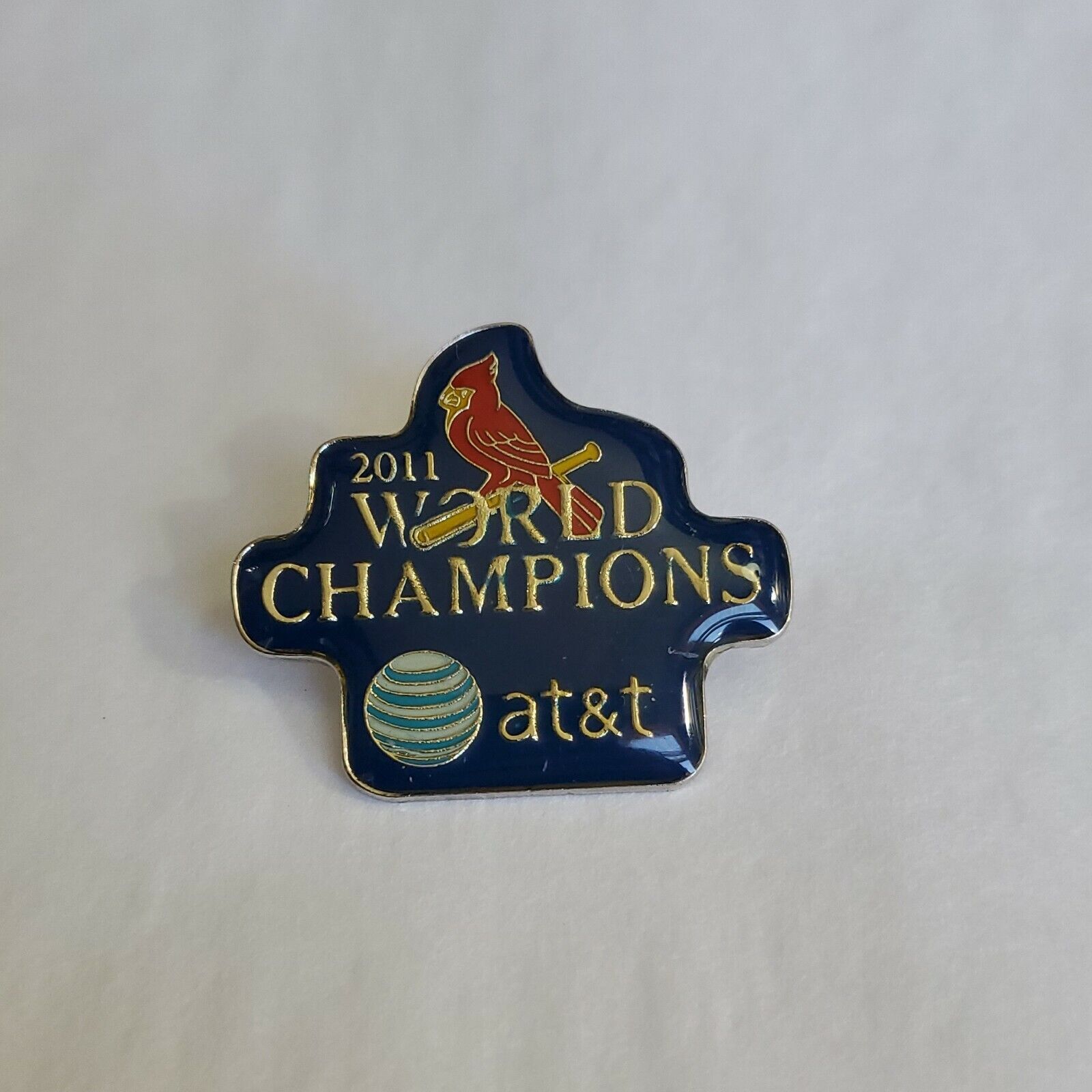 St Louis Cardinals 2011 World Champions Lapel Hat Jacket Pin Sponsored by AT&T