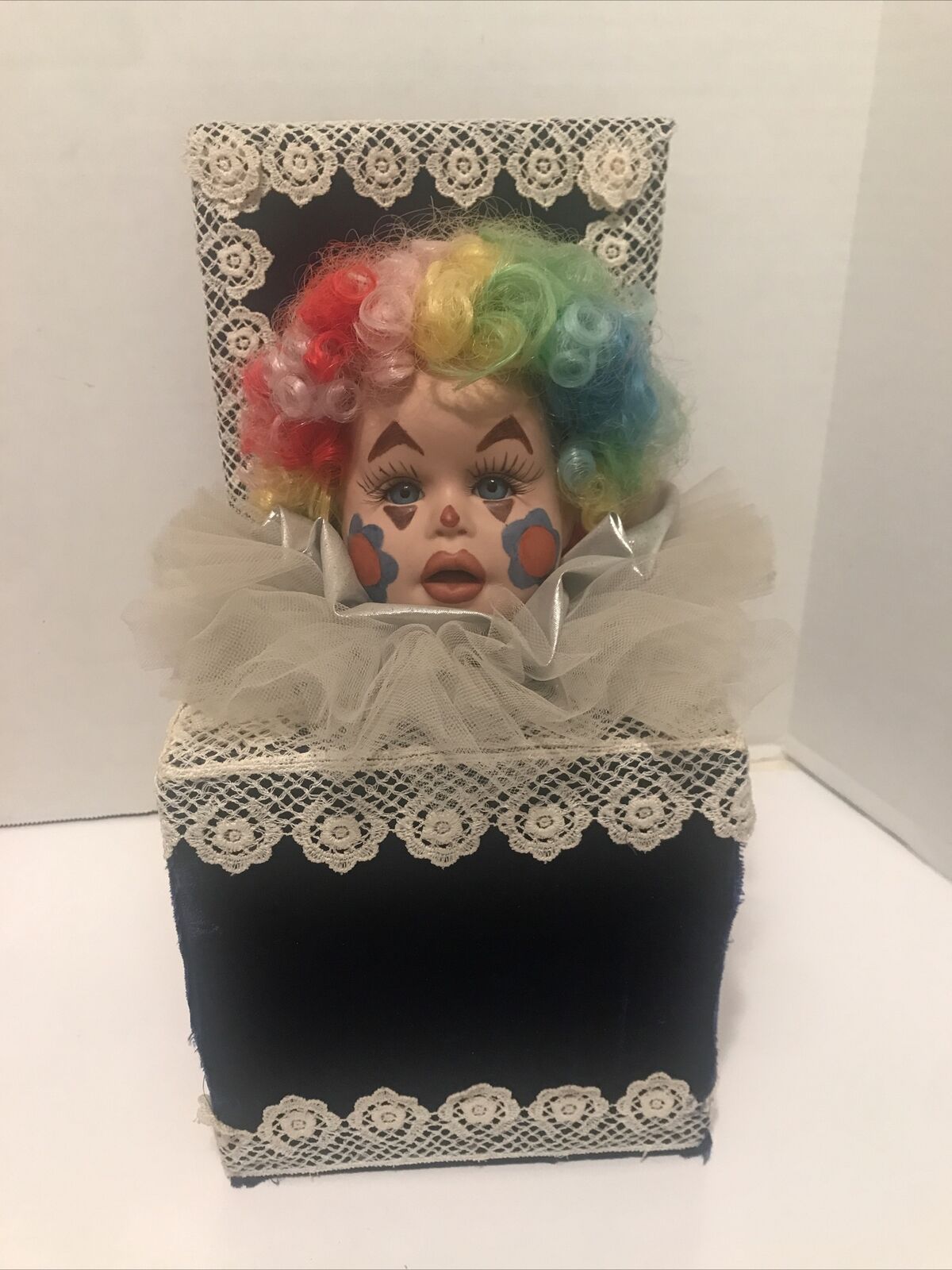 Handmade Porcelain Halloween Creepy Freaky  Jack In The Box 12” Clown Decor Prop