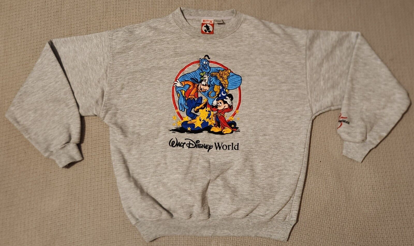 Vtg Walt Disney World 25th Anniversary Sweatshirt Embroidered Genie Simba Large