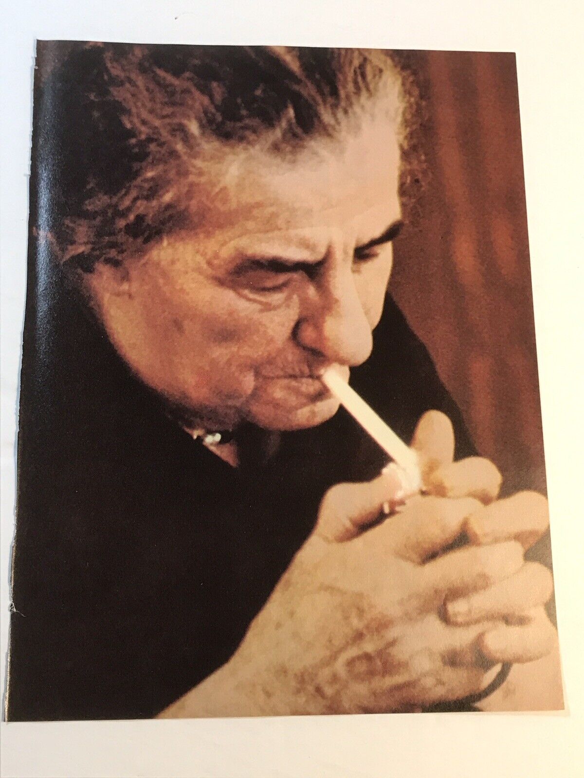 Golda Meir Vintage 11X8 1973 Magazine Print Close Up Smoking Israeli PM