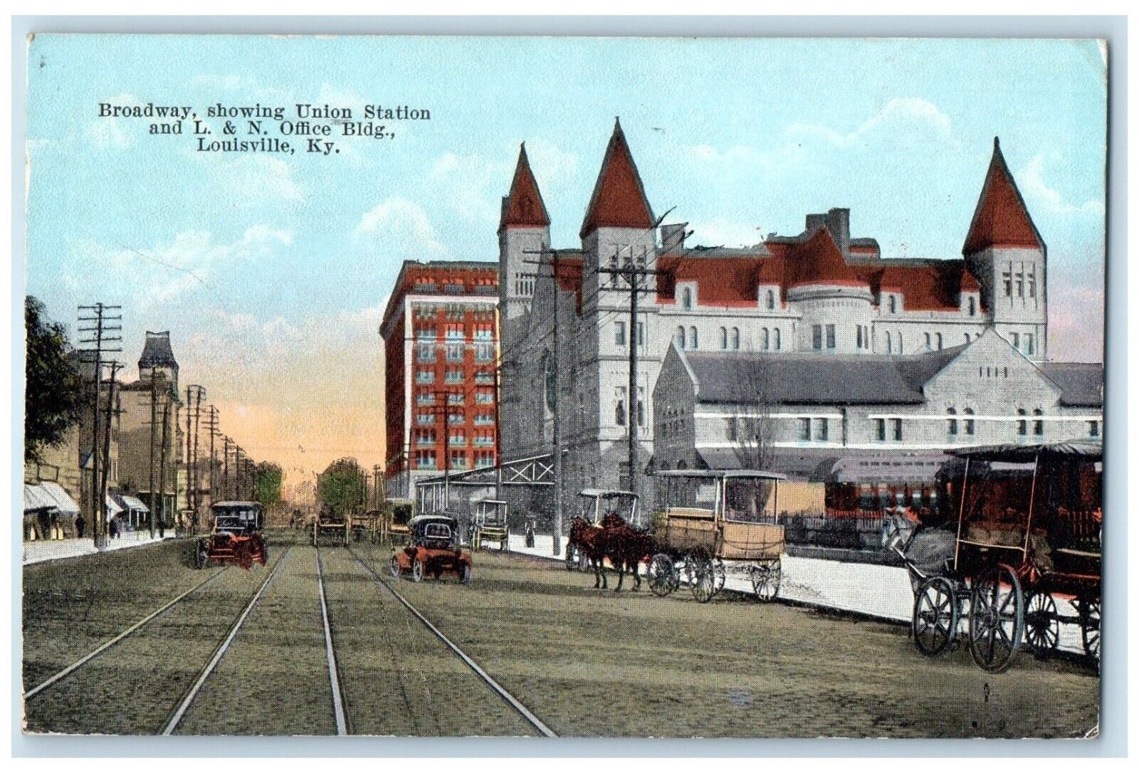 1921 Broadway Showing Union Station Office Building Louisville Kentucky Postcard