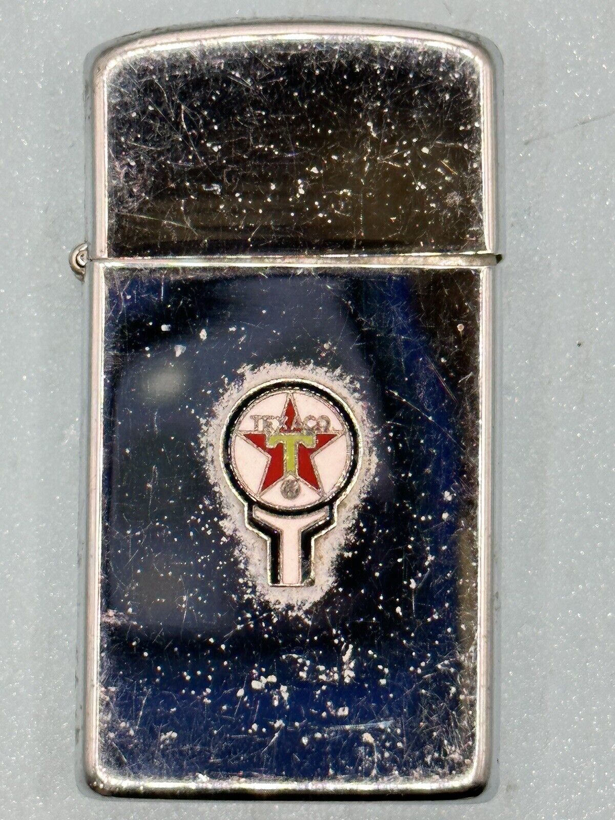 Vintage 1964 Texaco Oil Company Emblem Chrome Slim Zippo Lighter