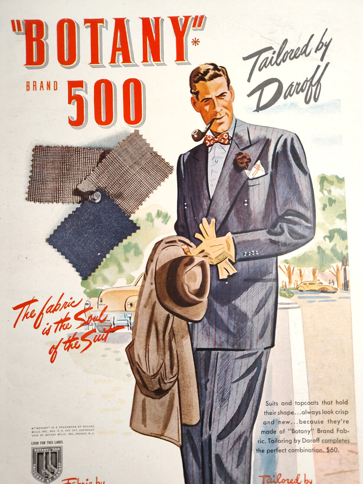 1948 Original Esquire Art Ad Advertisement Botany 500 Mens Clothes Suits