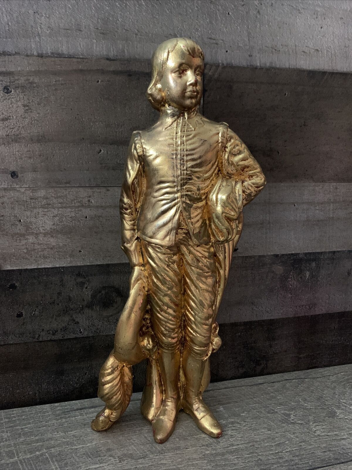 Vintage Holland Mold Golden Little Boy Blue 15” Emblem BF Figurine Statue
