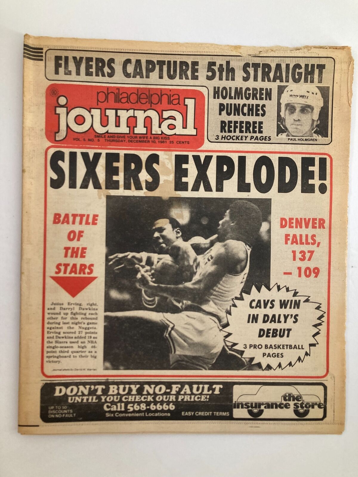 Philadelphia Journal Tabloid December 10 1981 Vol 5 #5 NBA Sixers Julius Erving