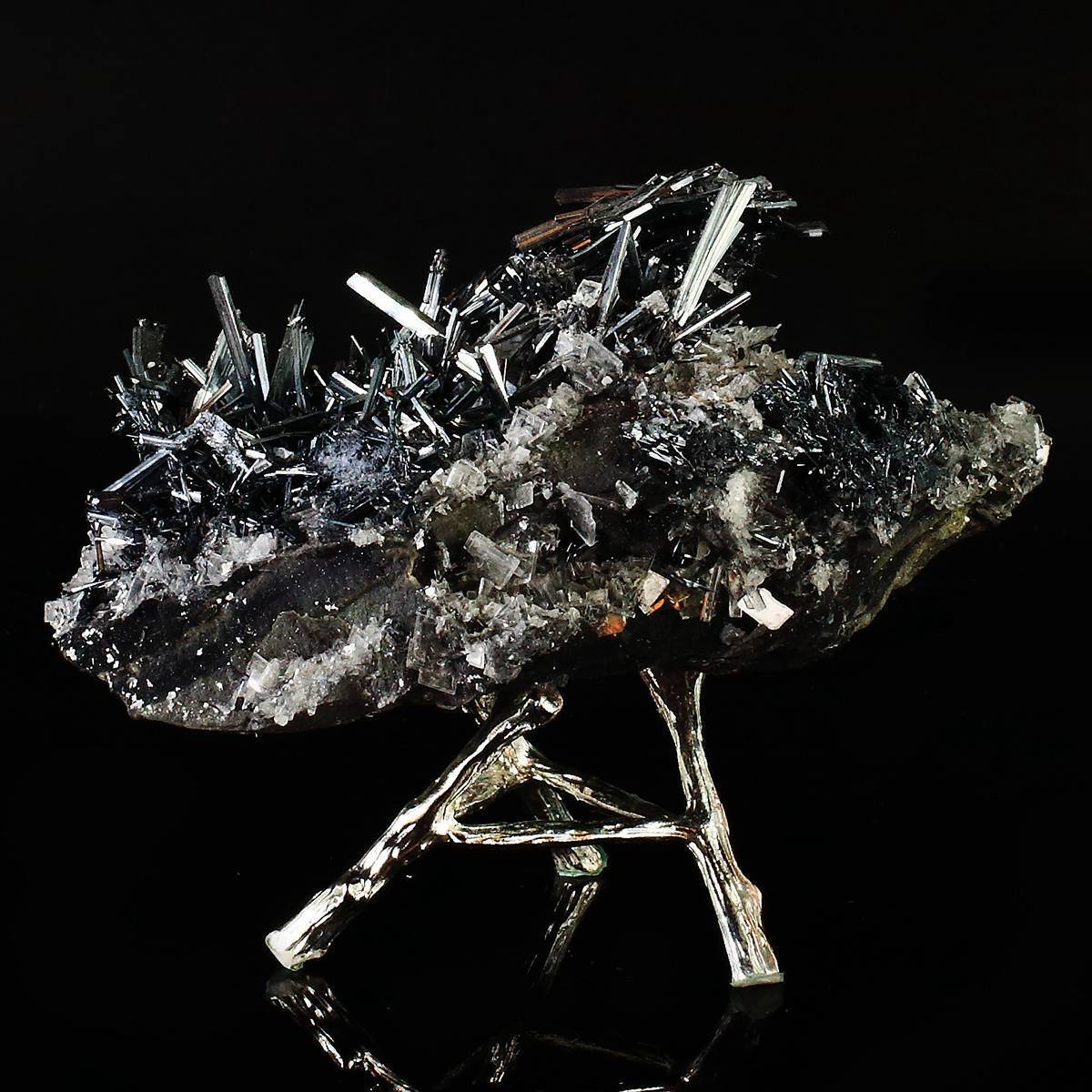 446g Natural Stibnite Cluster Crystal Quartz Mineral Specimen Decoration Energy