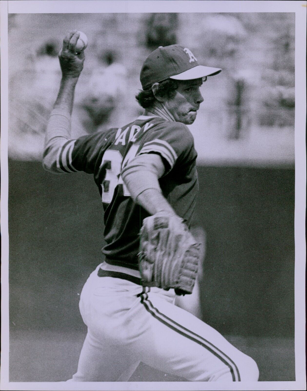 LG864 1977 Original Russ Reed Photo BOB LACEY Oakland Athletics Baseball Pitcher