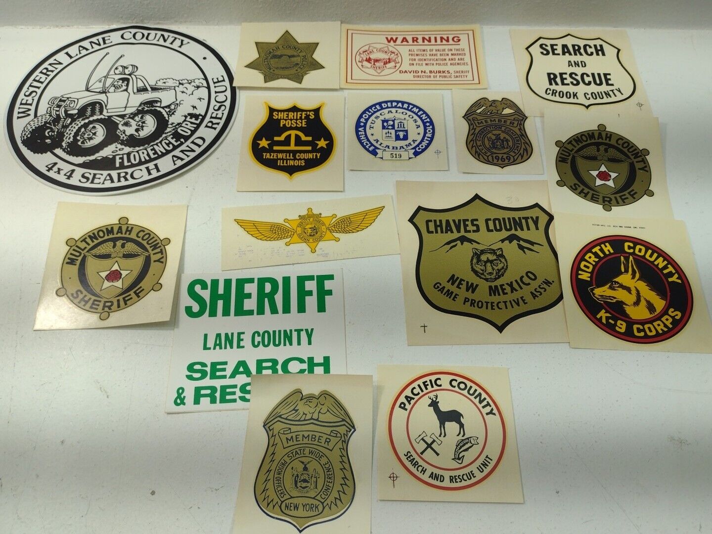 Lot of  15 Vintage Law Enforcement Police Sheriff Bumper Sticker Decals Transfer