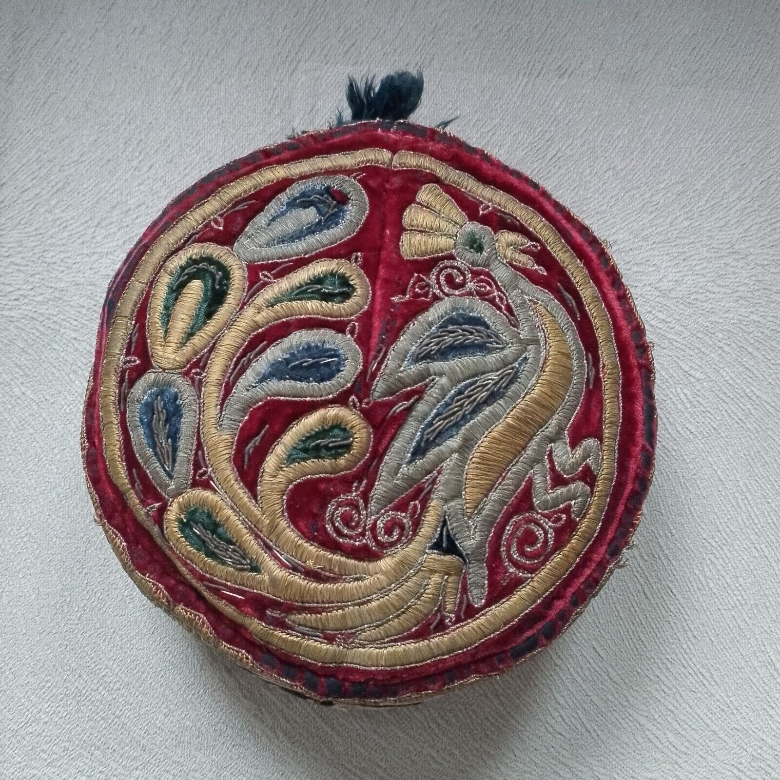Antique Ottoman Gold Thread Embroidered Velvet Bride Hat