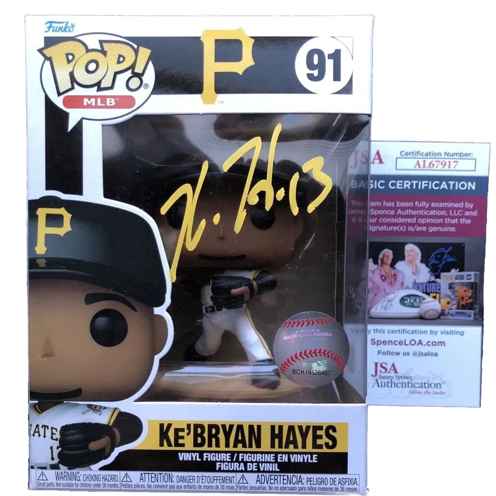 Ke’Bryan Hayes Signed Autographed Funko Pop #91 Pittsburgh Pirates JSA Authentic