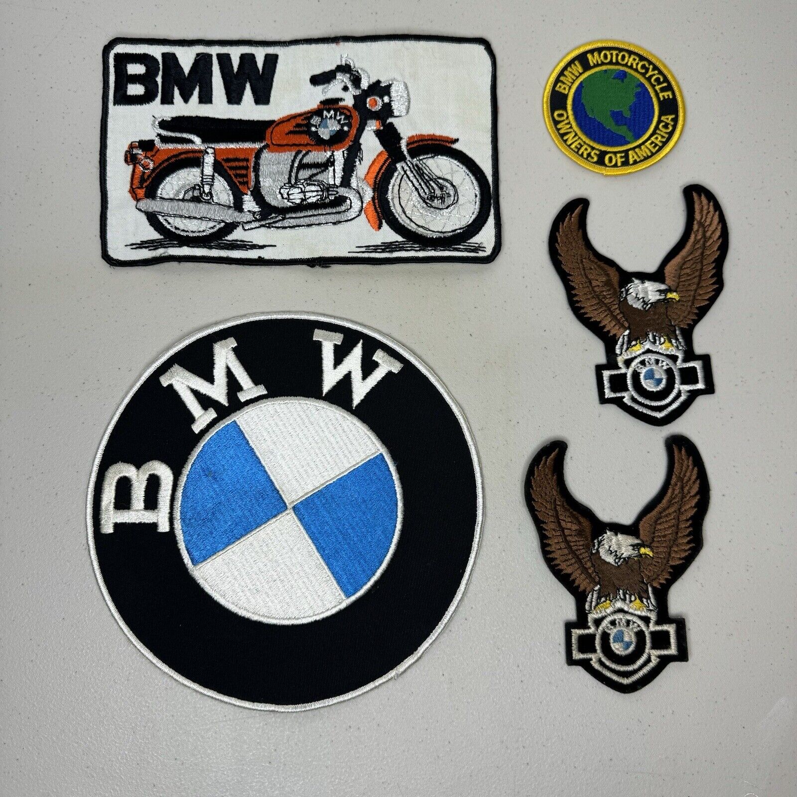 BMW Motorcycles Patches Lot Of 5 Vintage Iron On Patch Eagle Embroidered *flaw