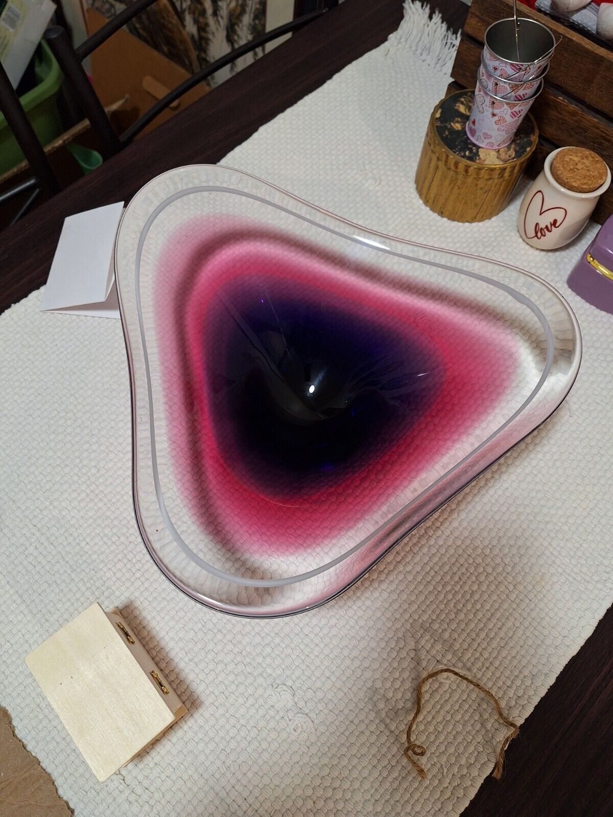 Paul Kedelv/Swedish - 1950s, Pink/purple & white Coquille Series Dish