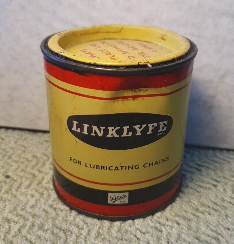 VINTAGE FILTRATE OIL LINKLYFE CHAIN LUBRICATING TIN.