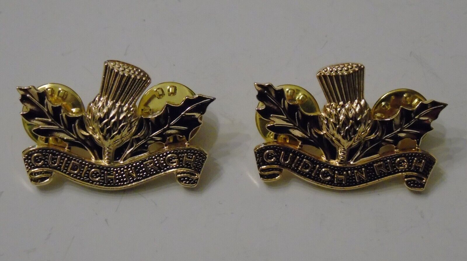 British Army Royal Regiment of Scotland Gilt Collar Badges - New
