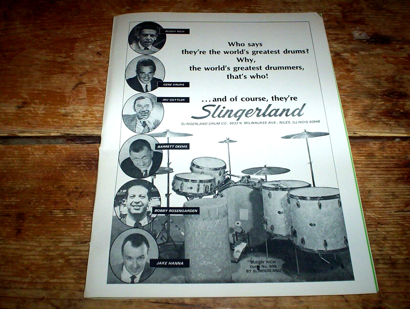 BUDDY RICH / GENE KRUPA ( SLINGERLAND DRUMS ) 1969 Vintage magazine PROMO Ad NM-