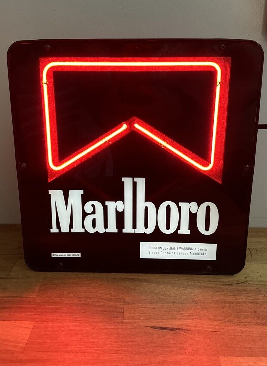 Vintage 1996 Marlboro Cigarettes Black Neon Sign 11” By 11” Tested
