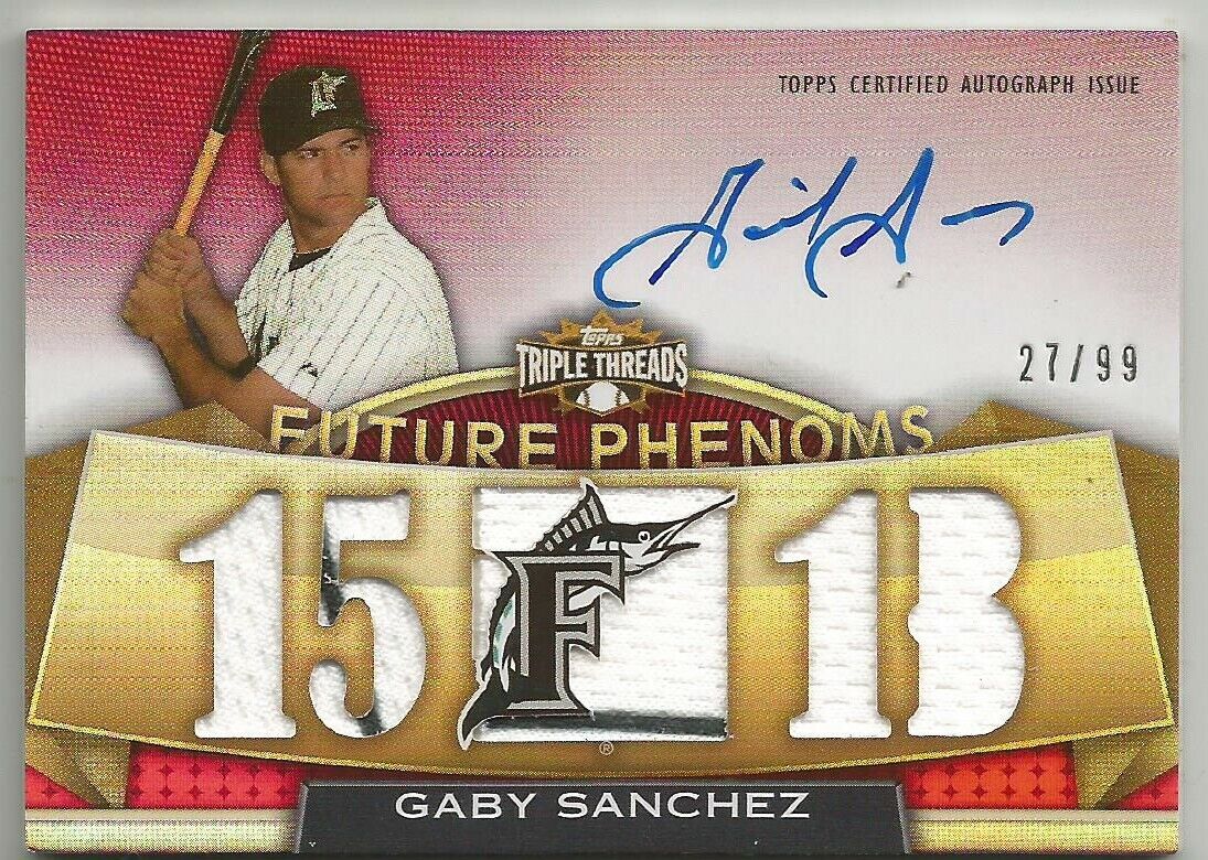 Gaby Sanchez 2011 Topps Triple Threads Auto Relic Card #139 #27/99