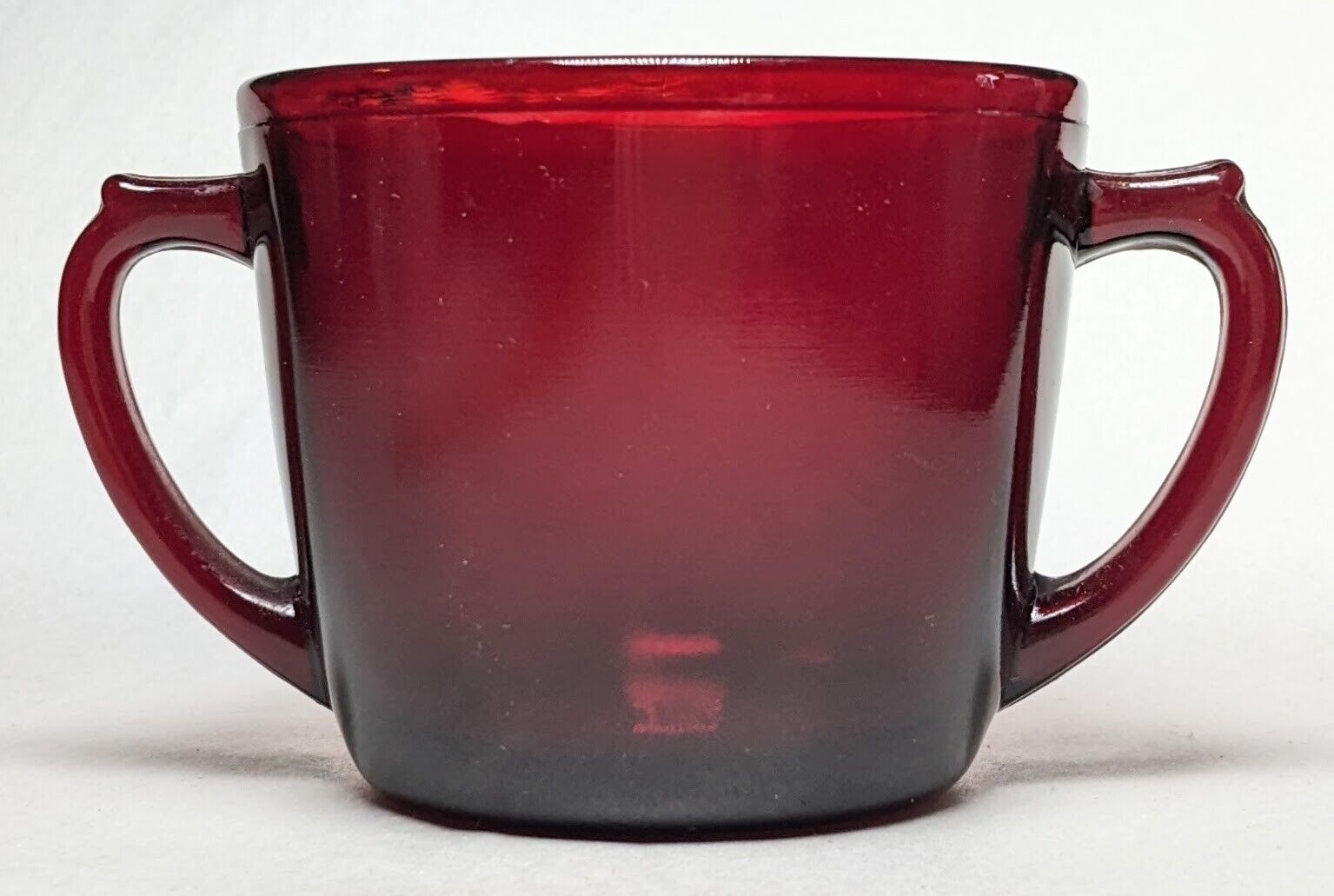 Vintage Ruby Red Glass Sugar Bowl Anchor Hocking