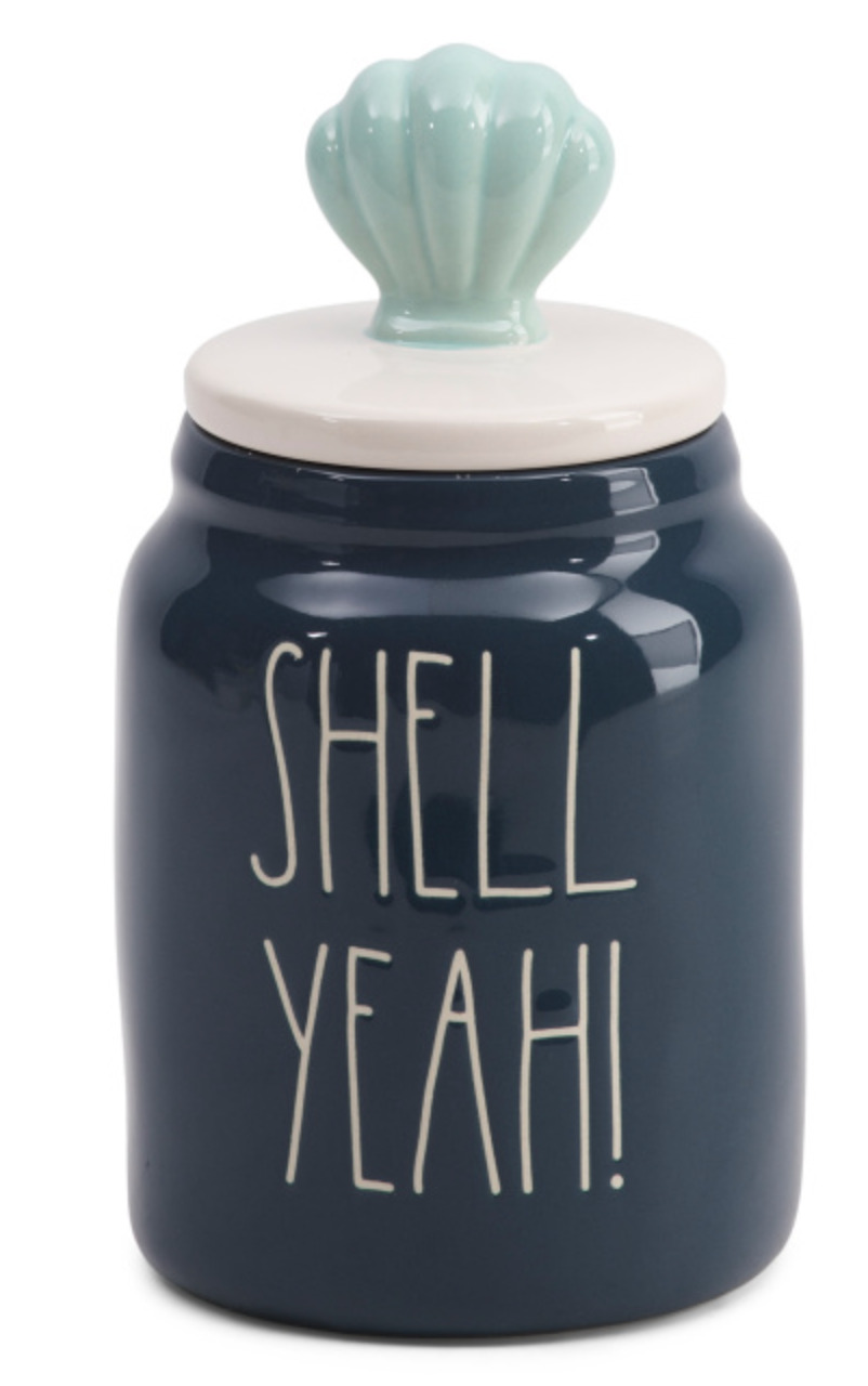 *SUPER CUTE* Rae Dunn SHELL YEAH Baby Canister w Clam Shell Topper NEW IN BOX