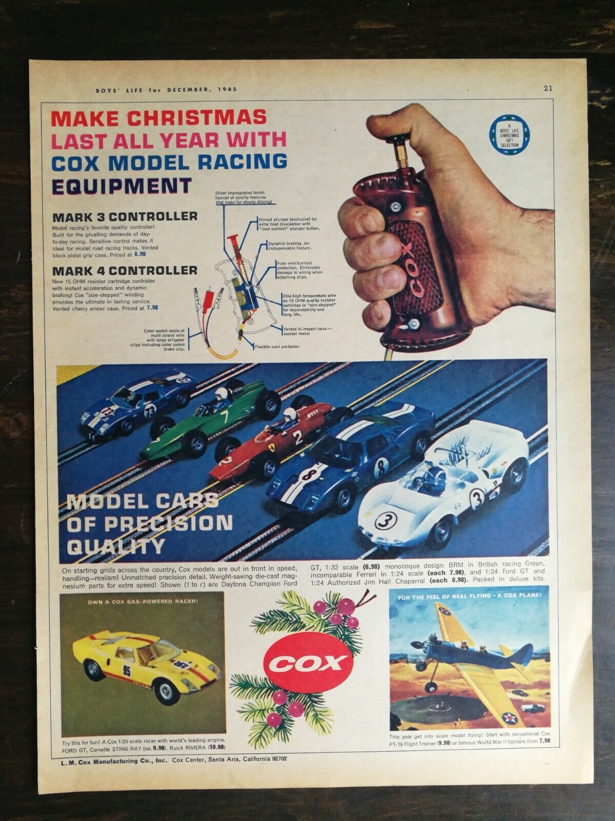 Vintage 1966 Cox Model Racing Model Cars Airplanes Full Page Original Ad - 721