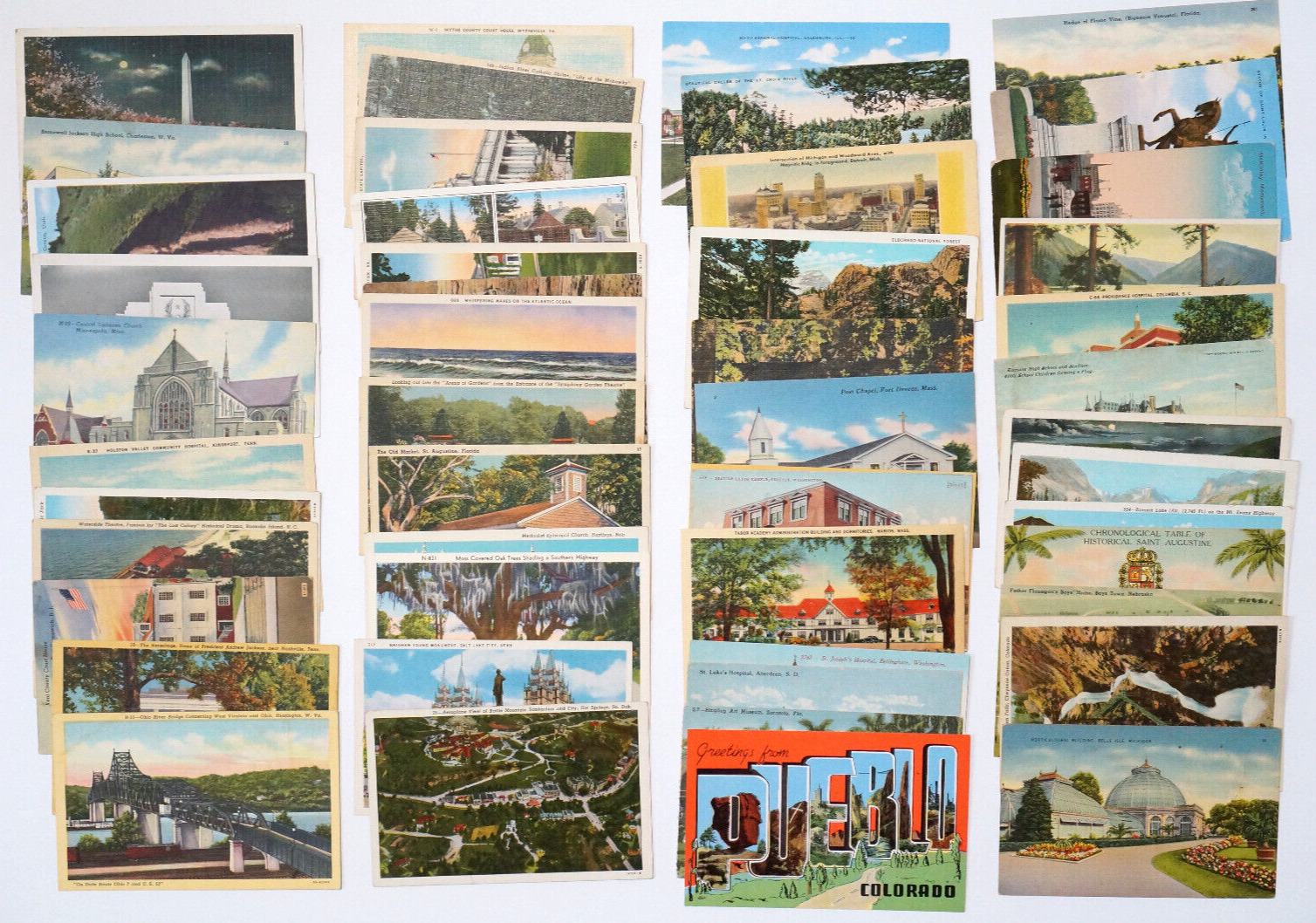 Vintage POSTCARD Lot 50 Unposted Standard Size USA 1907-1950 Old View Cards