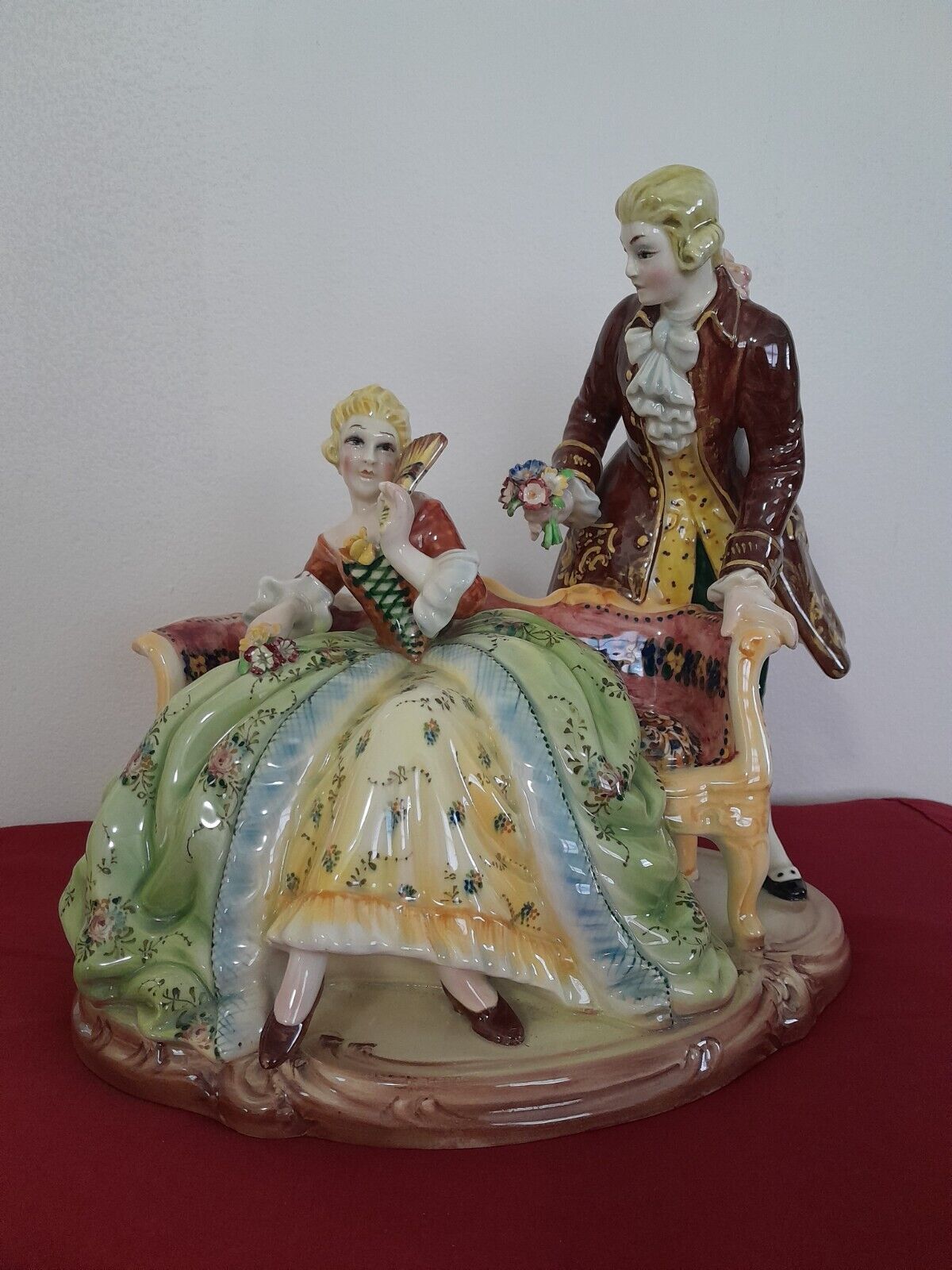 Vintage M&R Capodimonte Hand painted Italy Porcelain Courting Statue ITALY