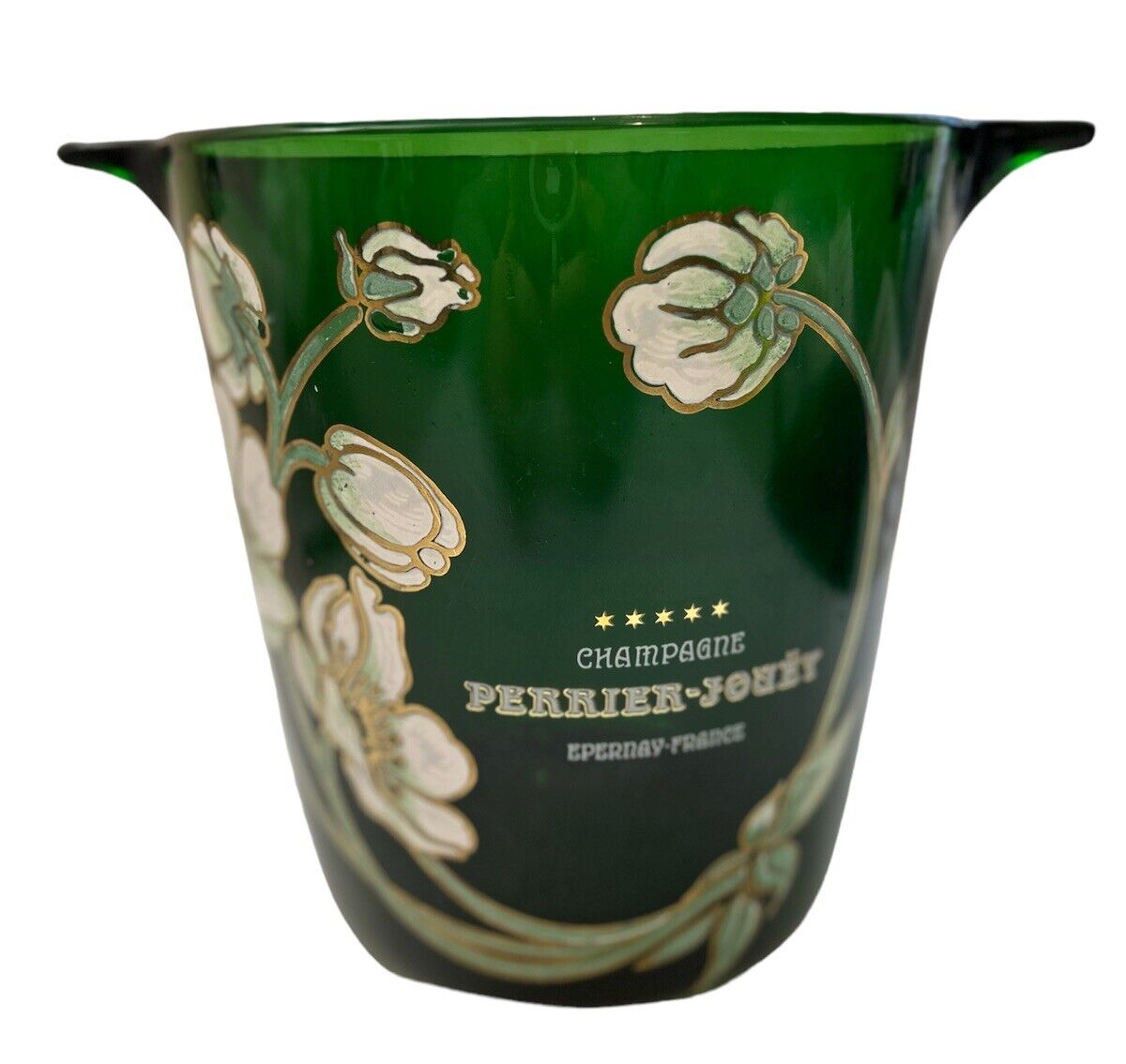 Vintage French Perrier-Jouet France Champagne green Glass Ice Bucket